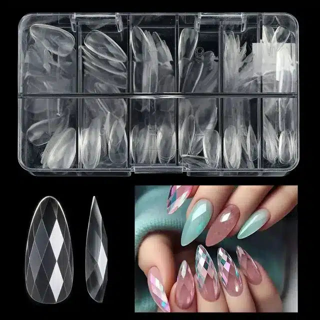 Long Almond Diamond Soft Gel Nail Tips (Box Of 120 Pcs)