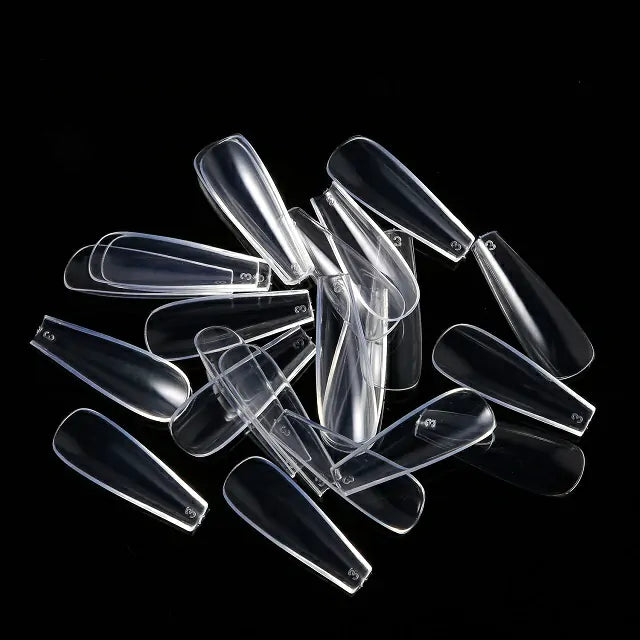Long Coffin Clear Fake Nail Tips (Pack Of 500 Pcs)