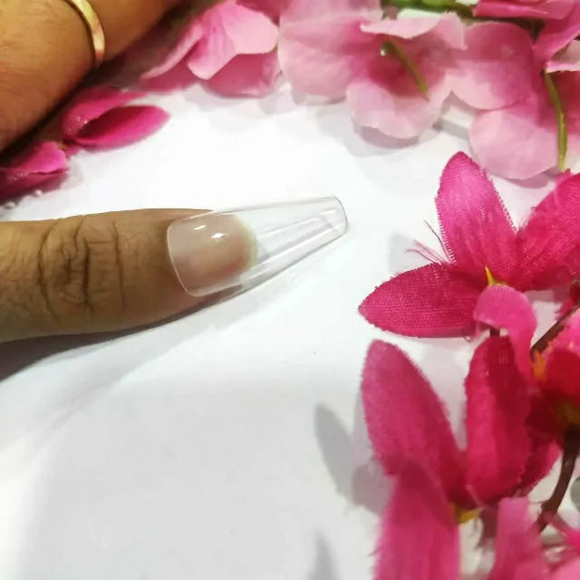 Long Coffin Clear Fake Nail Tips (Pack Of 500 Pcs)