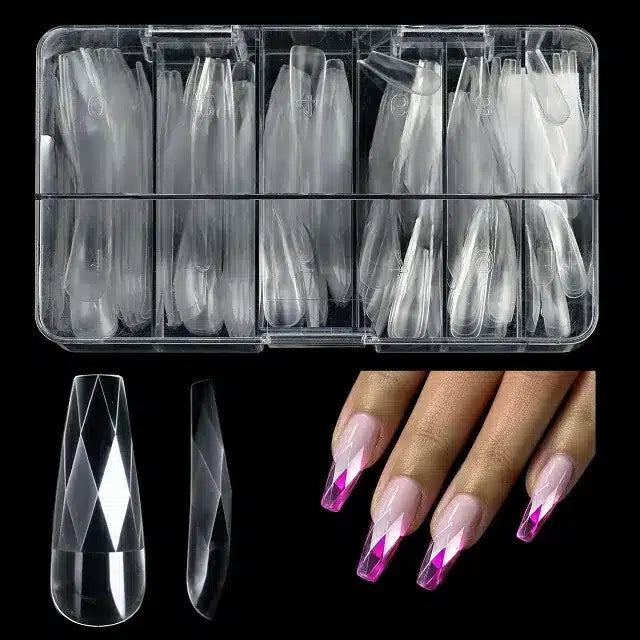 Long Coffin Diamond Soft Gel Nail Tips (Box Of 120 Pcs)