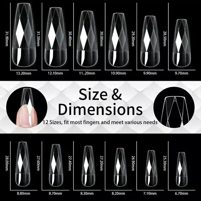 Long Coffin Diamond Soft Gel Nail Tips (Box Of 120 Pcs)