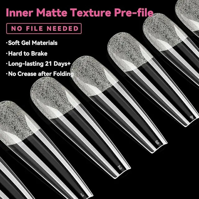 Long Coffin Soft Gel Nail Tips (600 Pcs Box)