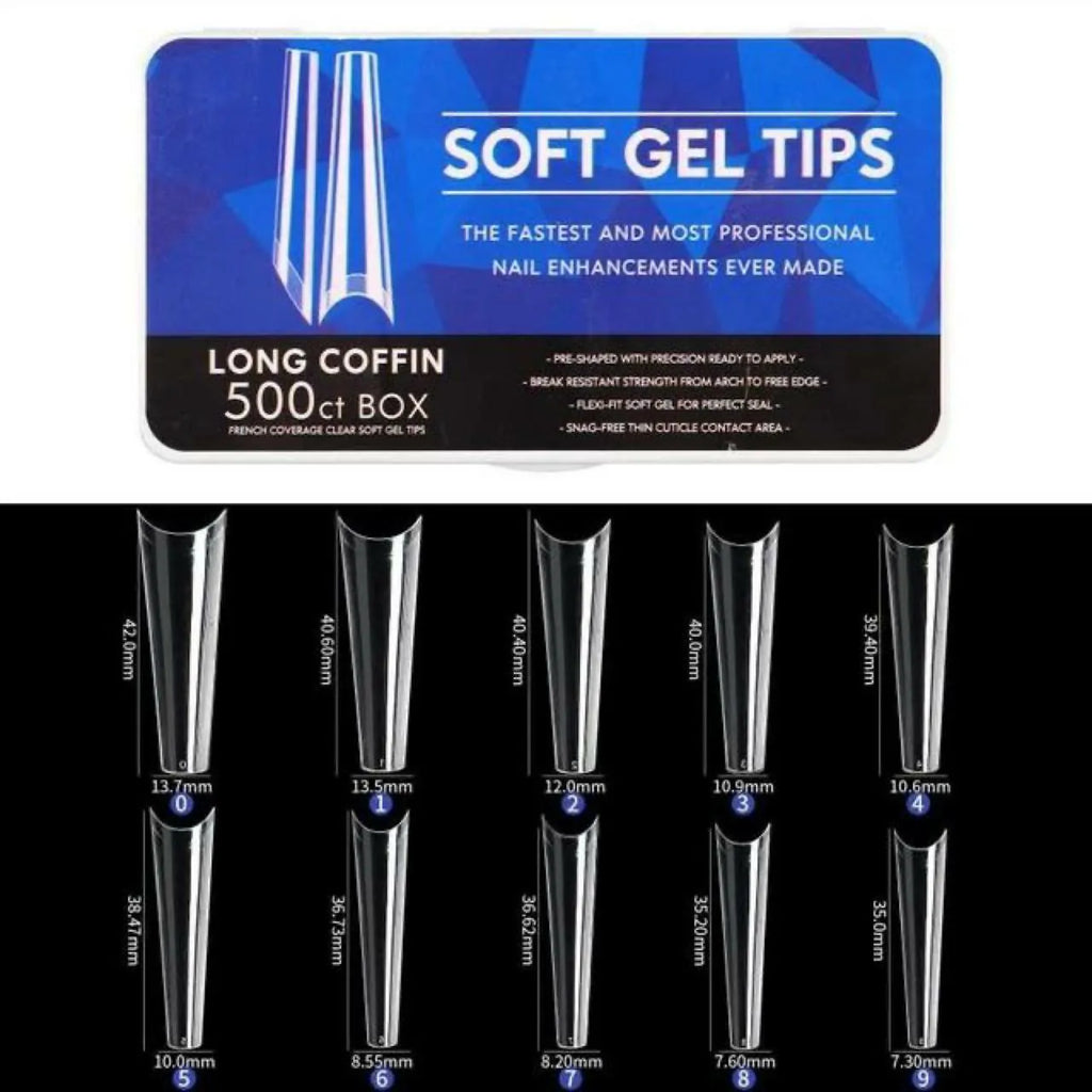 Long Coffin C Cut Soft Gel Tips Box (550 ct)