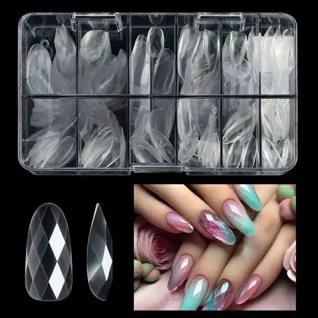 Long Oval Diamond Soft Gel Nail Tips (Box Of 120 Pcs)