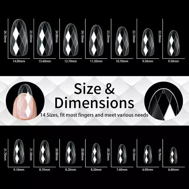 Long Oval Diamond Soft Gel Nail Tips (Box Of 120 Pcs)