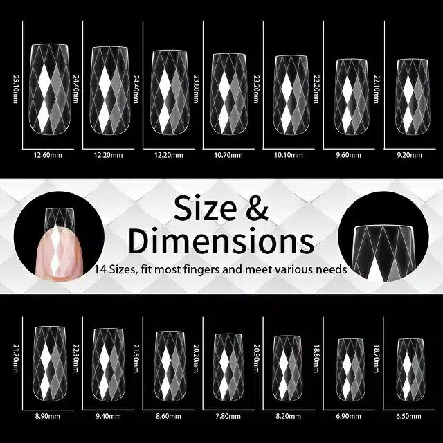 Long Square Diamond Soft Gel Nail Tips (Box Of 120 Pcs)