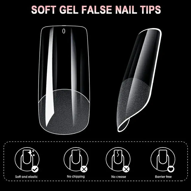 Long Square Soft Gel Nail Tips (600 Pcs Box)