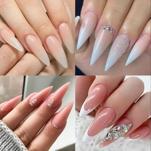 Long Stiletto Soft Gel Nail Tips (600 Pcs Box)