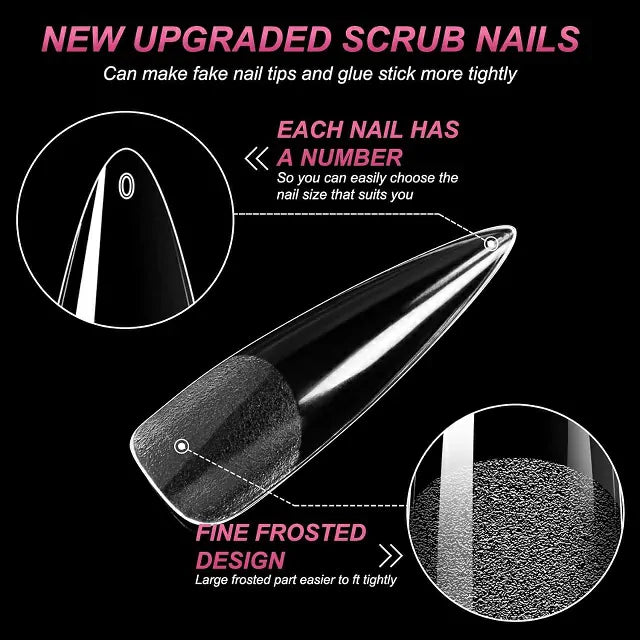Long Stiletto Soft Gel Nail Tips (600 Pcs Box)