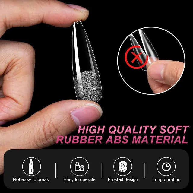Long Stiletto Soft Gel Nail Tips (600 Pcs Box)