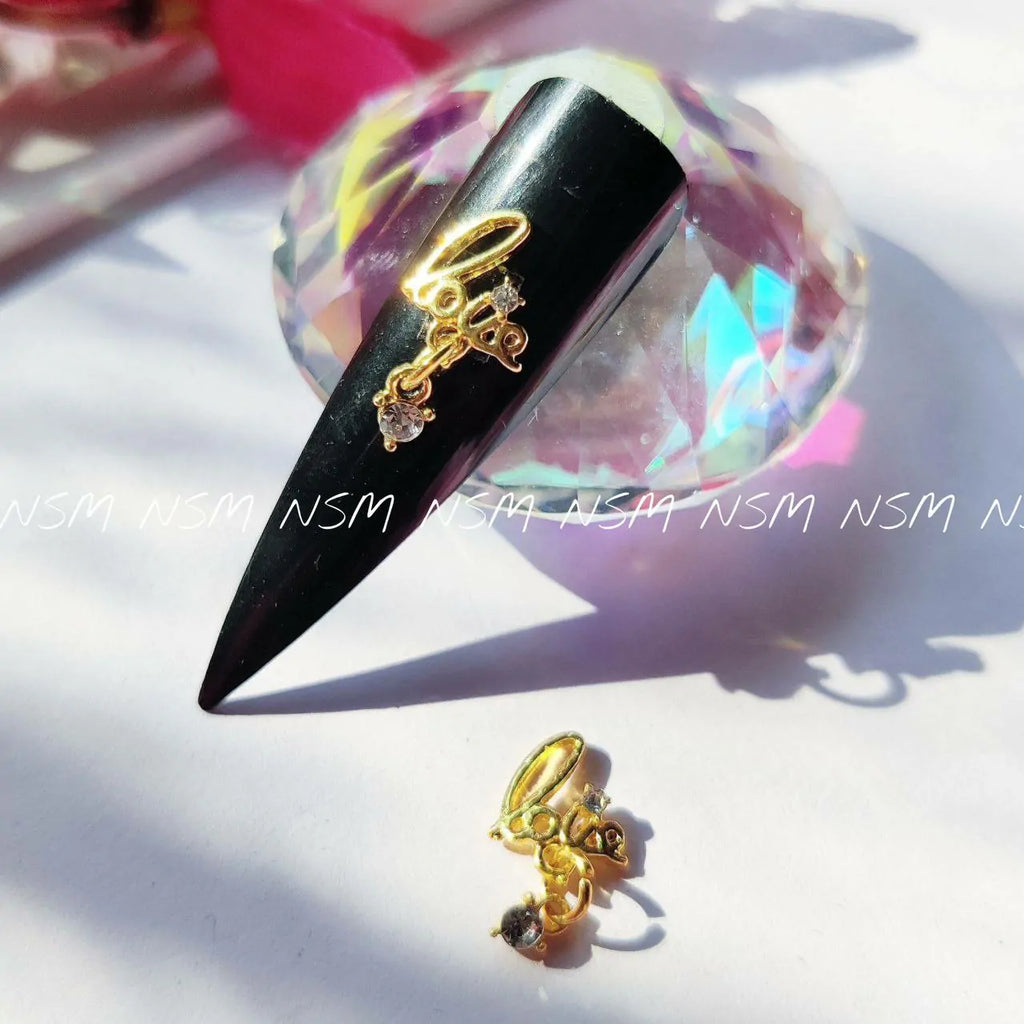 Love Gold Nail Charms (2Pc Set)