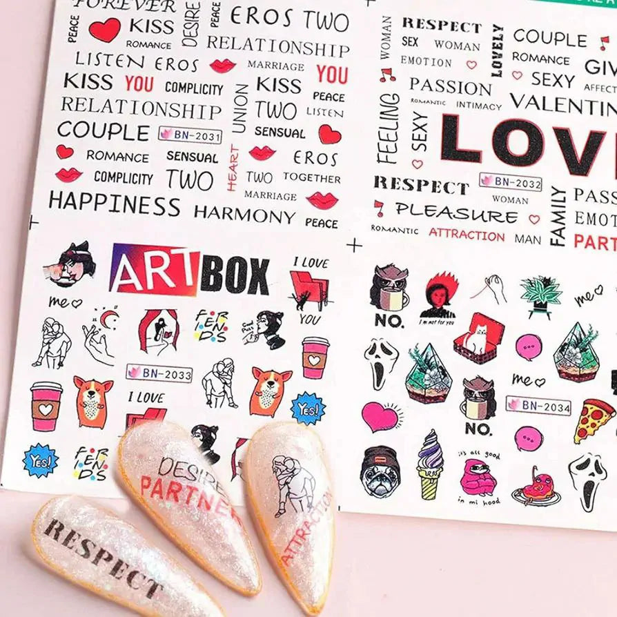 Love Hearts And Texts Water Decal Sticker Sheets (Design No. 2040)
