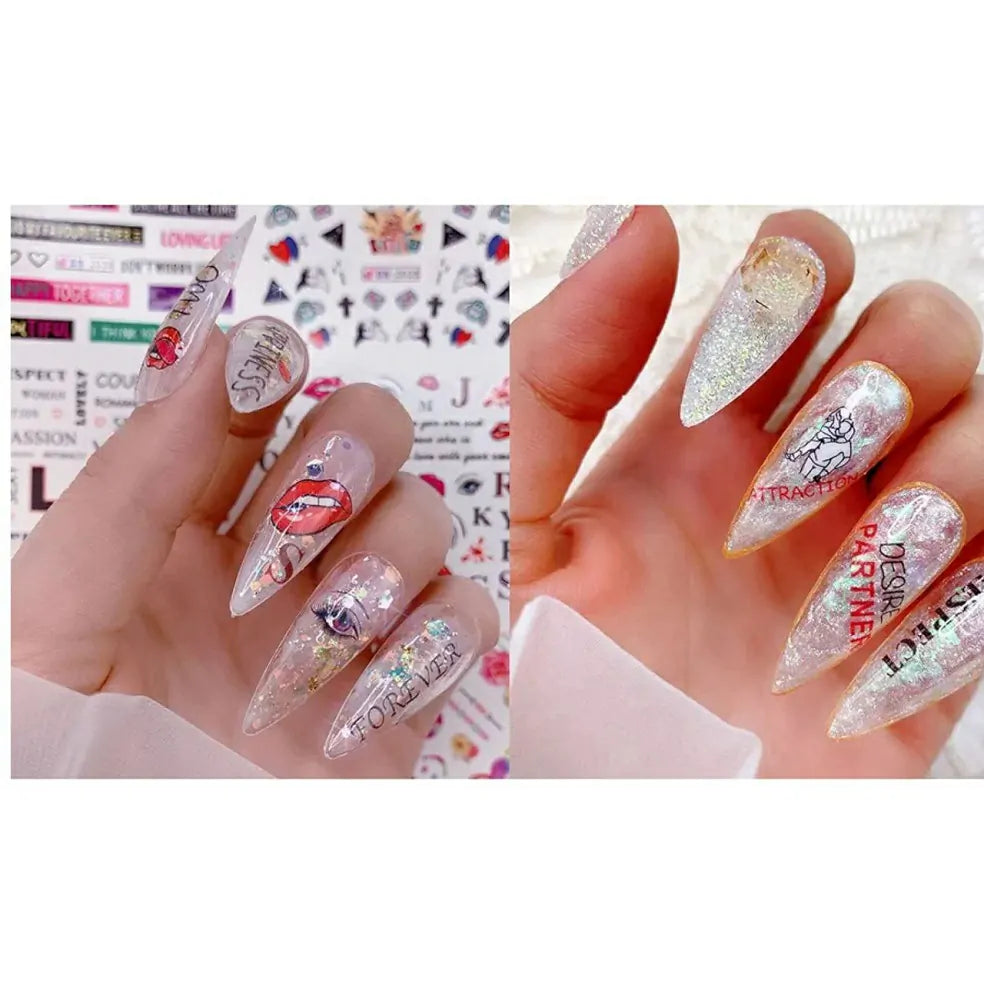 Love Hearts And Texts Water Decal Sticker Sheets (Design No. 2040)
