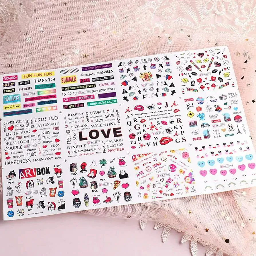 Love Hearts And Texts Water Decal Sticker Sheets (Design No. 2040)