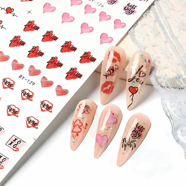 Love And Hearts Nail Art Water Decals (BY-132)