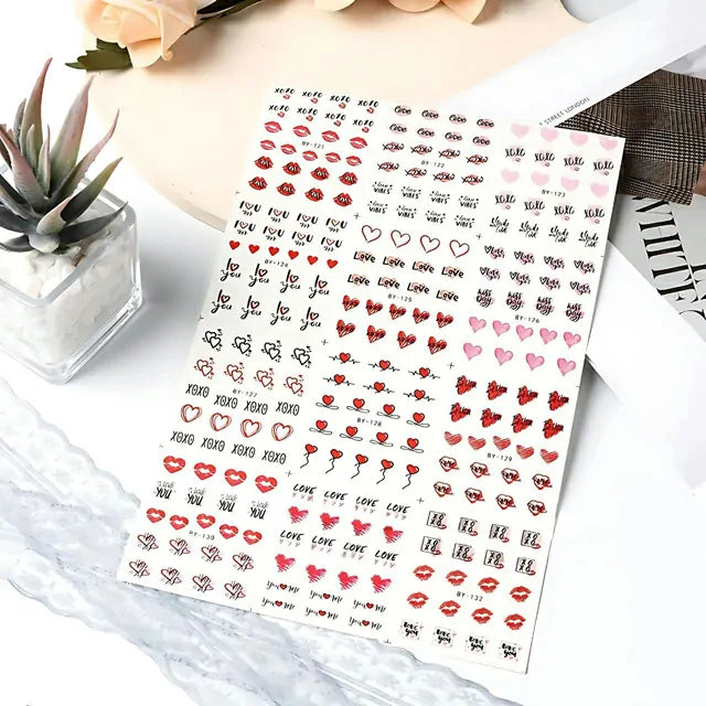 Love And Hearts Nail Art Water Decals (BY-132)