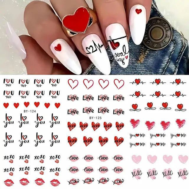 Love And Hearts Nail Art Water Decals (BY-132)
