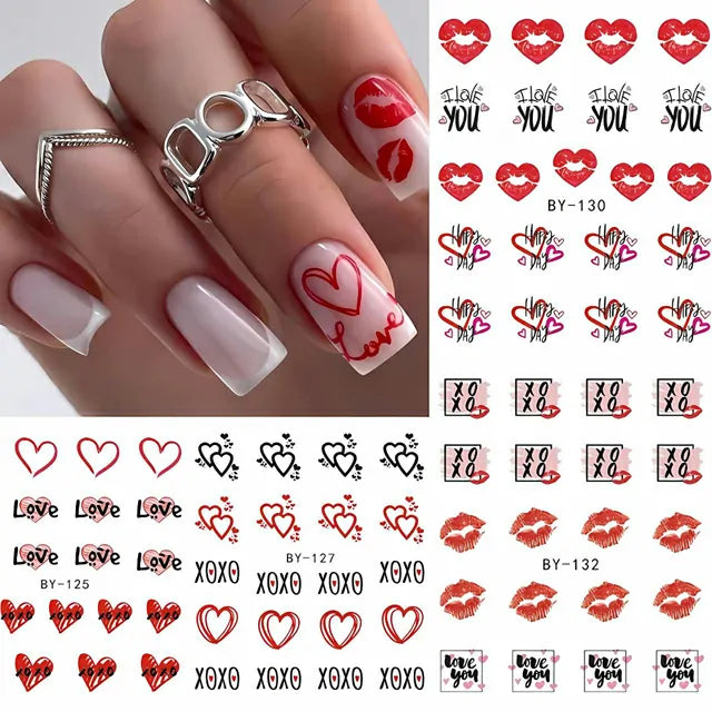 Love And Hearts Nail Art Water Decals (BY-132)