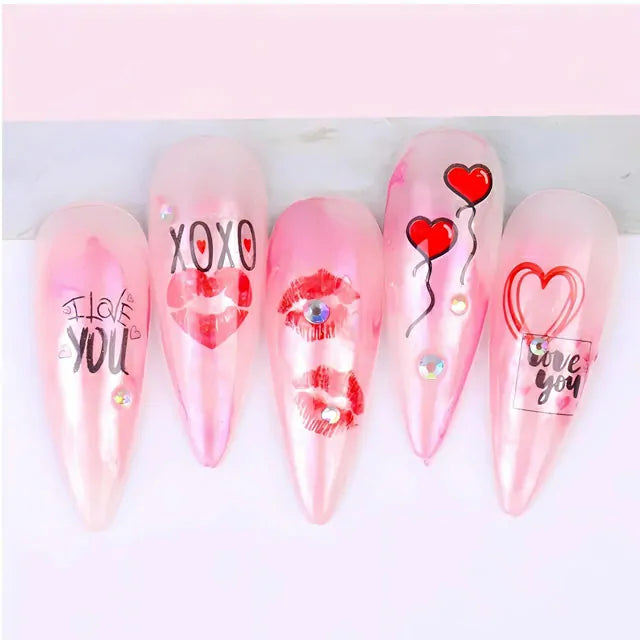 Love And Hearts Nail Art Water Decals (BY-132)