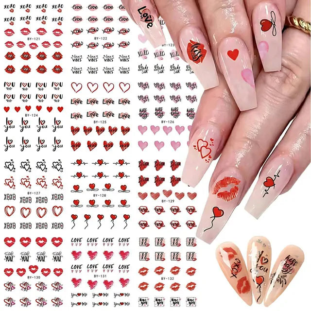 Love And Hearts Nail Art Water Decals (BY-132)