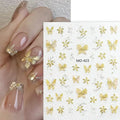 3D Butterfly Nail Stickers With Gold Accents (MO-423)