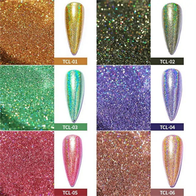 Magic Laser Holographic Nail Glitter Powder (Set Of 12 Colors)
