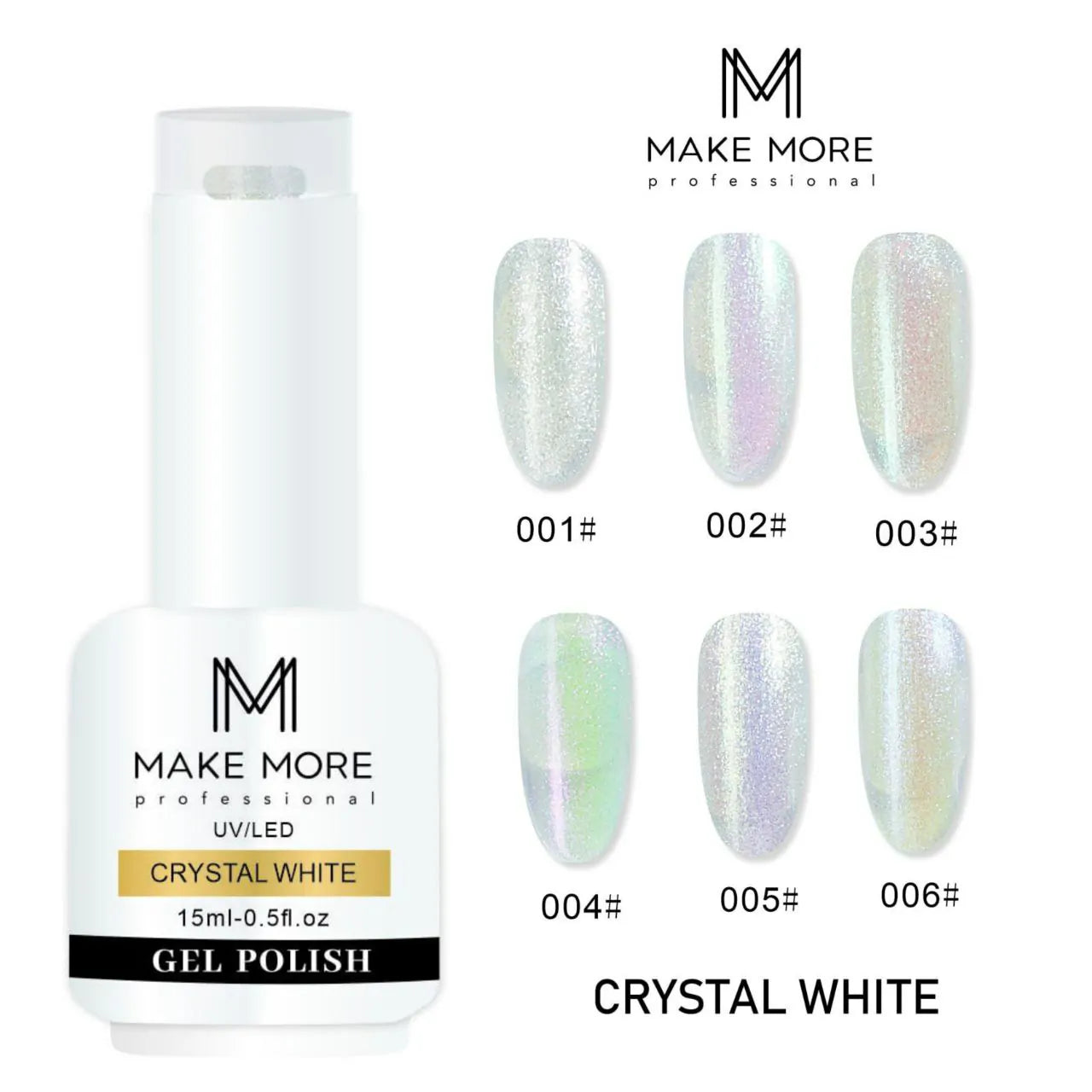 Make More Crystal White Aurora Gel Polish (15ml) 005
