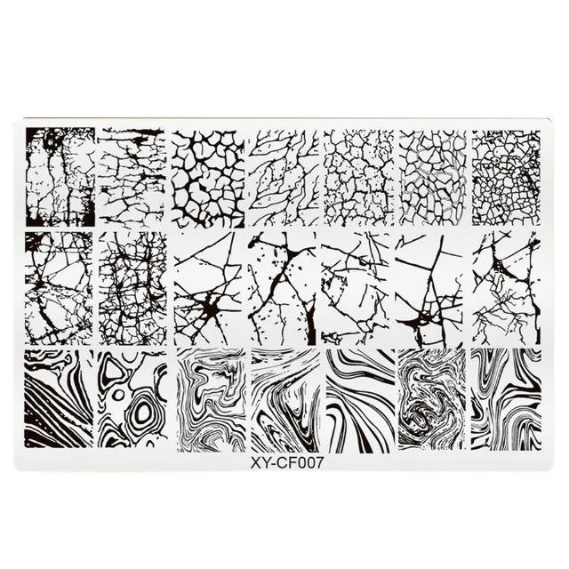 Marble Crackle And Swirl Pattern Nail Art Stamping Plate