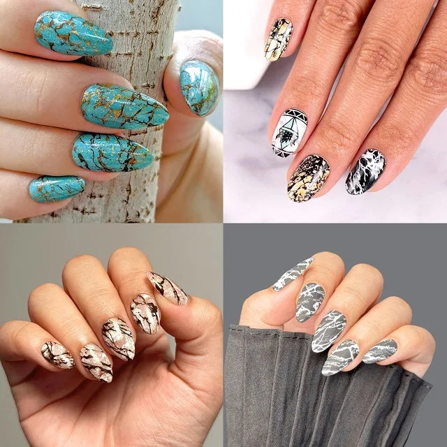 Marble Crackle And Swirl Pattern Nail Art Stamping Plate