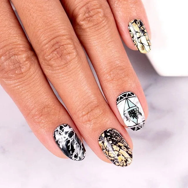 Marble Crackle And Swirl Pattern Nail Art Stamping Plate