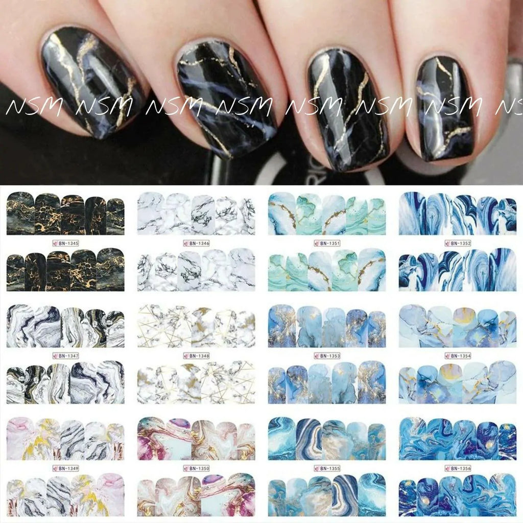 Marble Design Multi Print Water Decal Sticker Sheets (Design no. 1356)