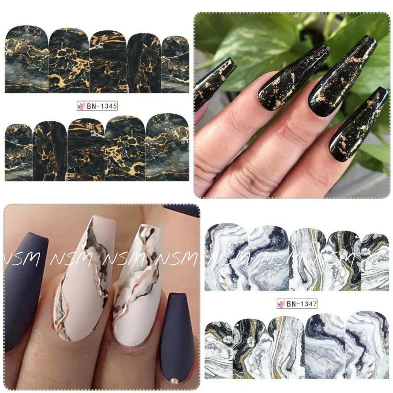 Marble Design Multi Print Water Decal Sticker Sheets (Design no. 1356)
