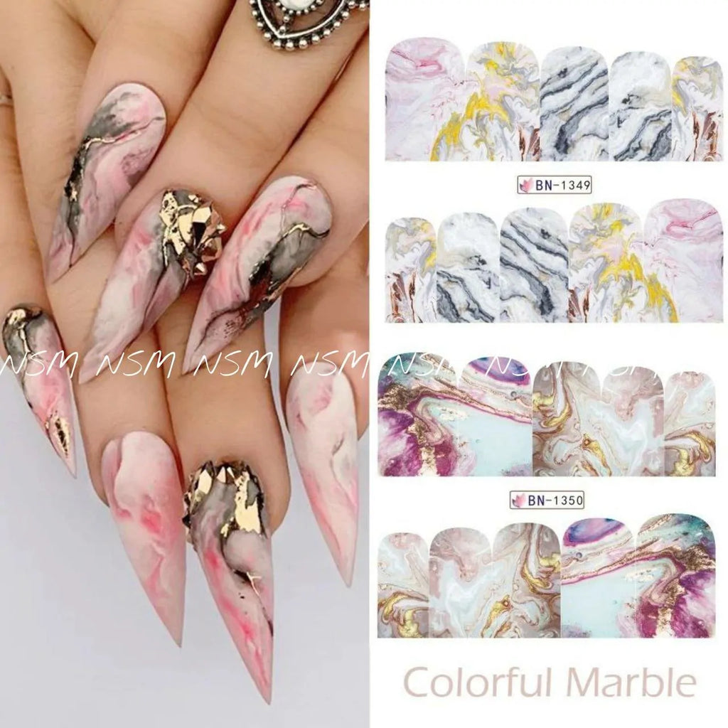 Marble Design Multi Print Water Decal Sticker Sheets (Design no. 1356)