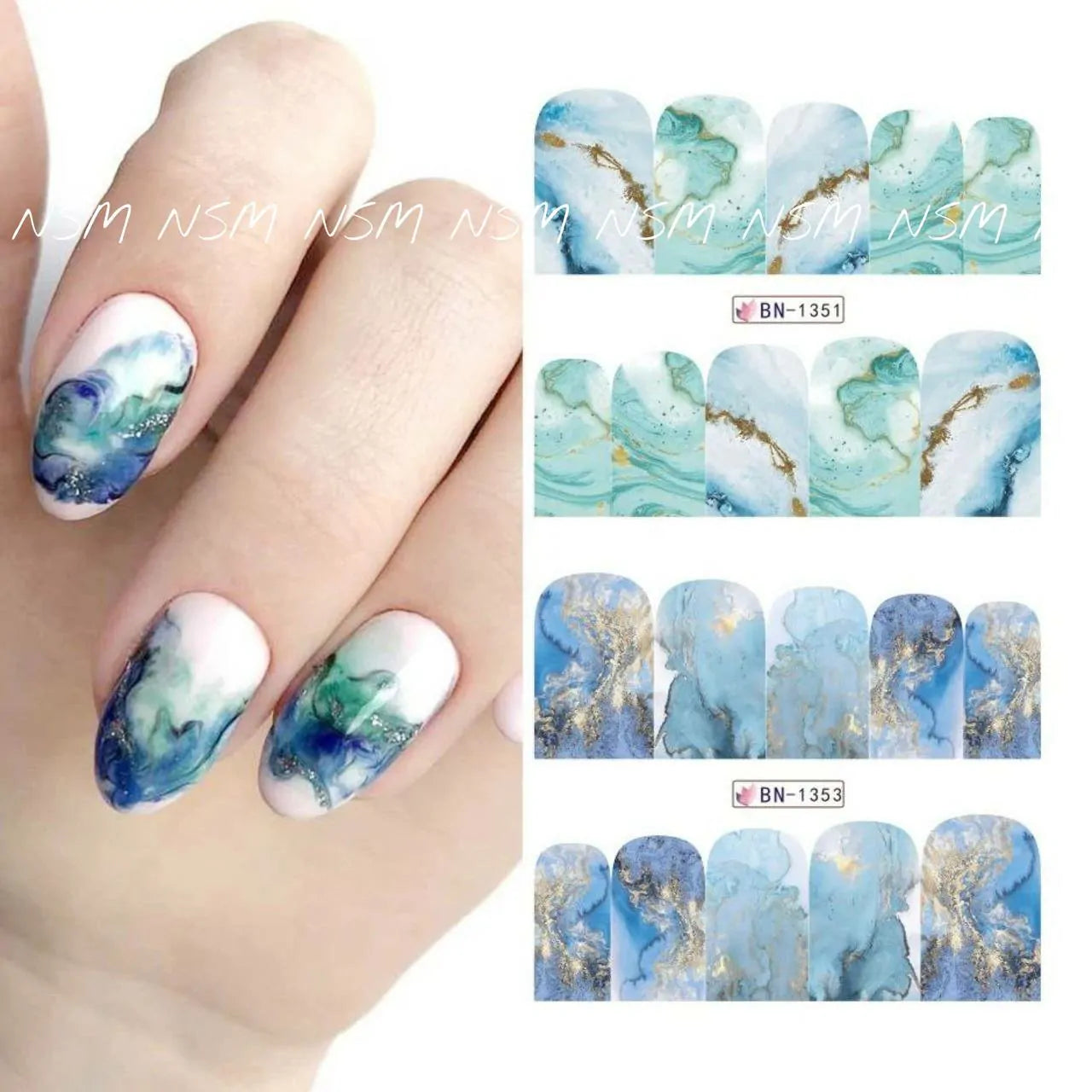 Marble Design Multi Print Water Decal Sticker Sheets (Design no. 1356)