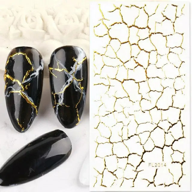 Marble Or Crackled Print 3D Nail Stickers Sheet (JO-1585)
