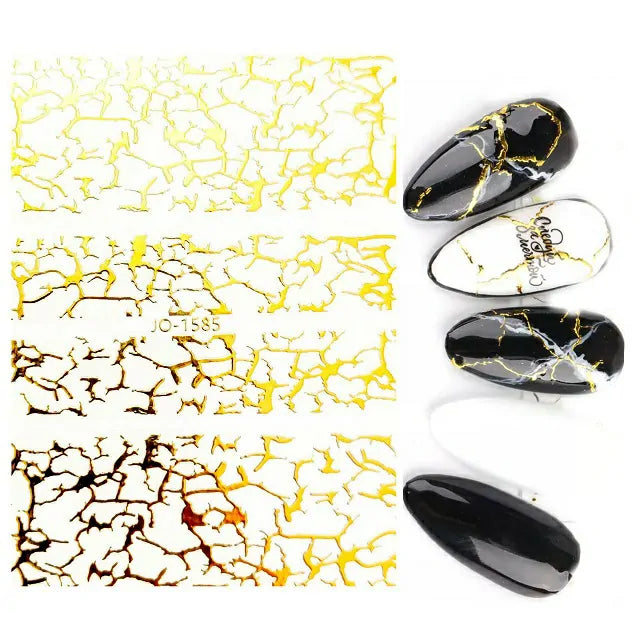 Marble Or Crackled Print 3D Nail Stickers Sheet (JO-1585)