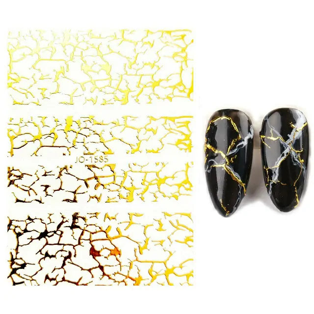 Marble Or Crackled Print 3D Nail Stickers Sheet (JO-1585)