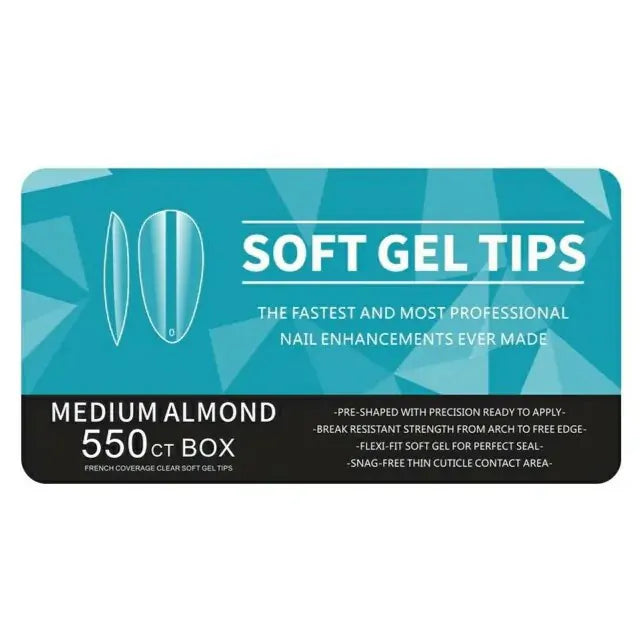 Medium Almond Soft Gel Tips Box (550 Ct)