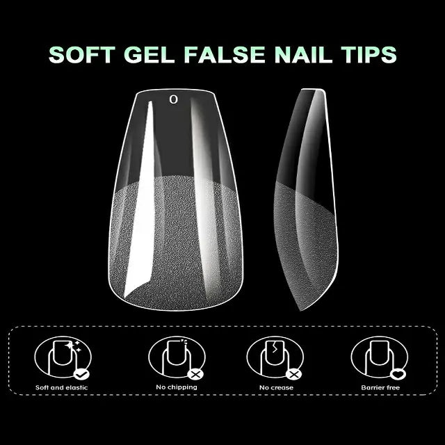 Medium Coffin Soft Gel Nail Tips (600 Pcs Box)