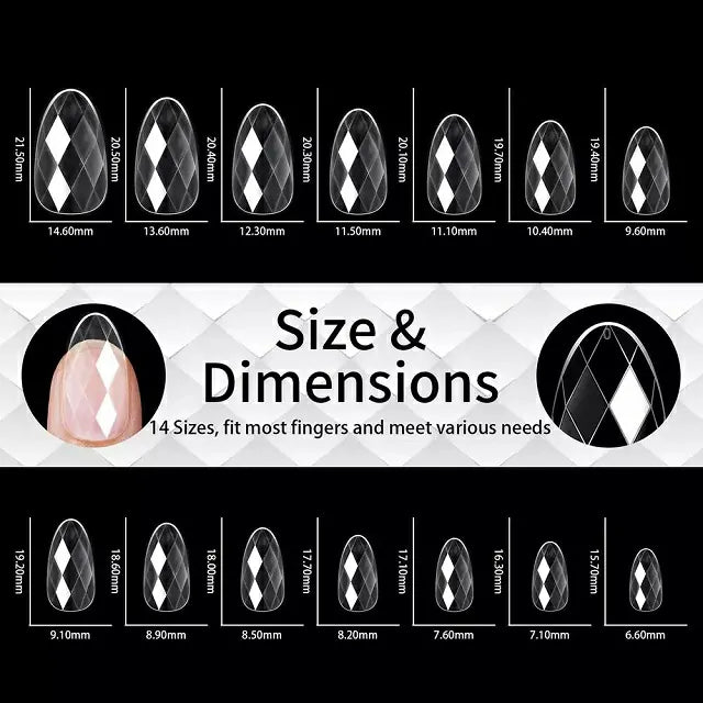 Medium Oval Diamond Soft Gel Nail Tips (Box Of 120 Pcs)