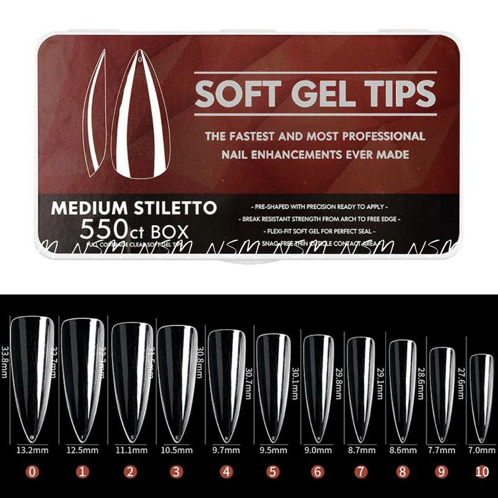 Medium Stilleto Soft Gel Tips Box (550 tips)