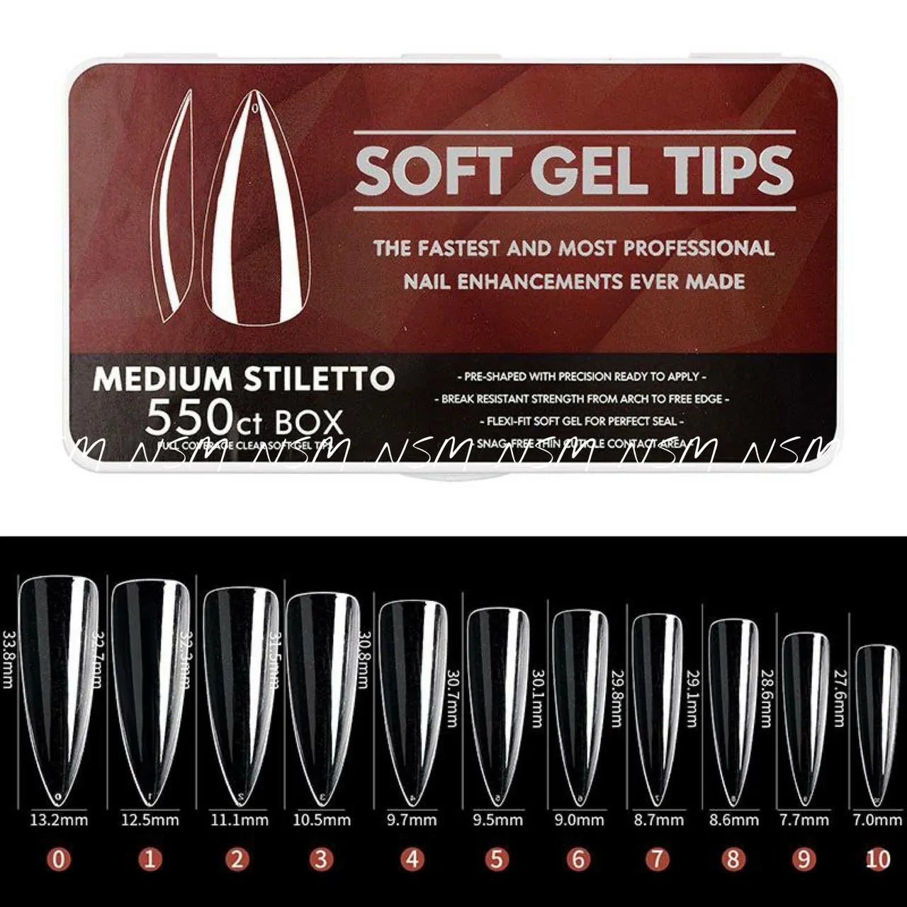 Medium Stilleto Soft Gel Tips Box (550 tips)