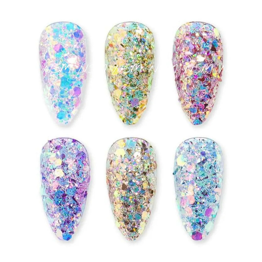 Mermaid Glitter Mylars Mix Jars (Set of 8)