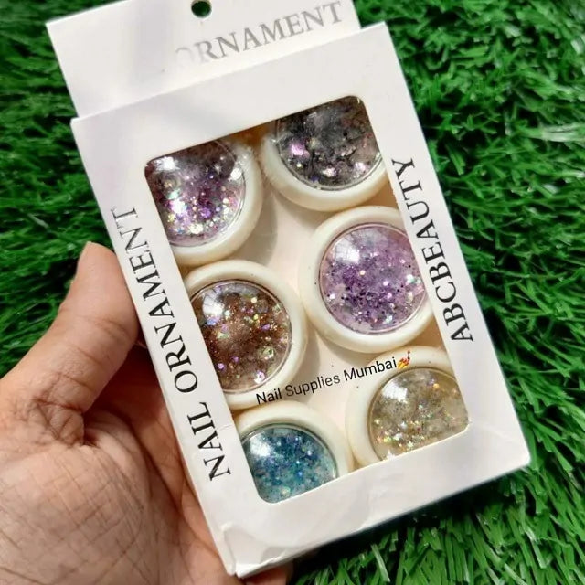 Mermaid Hexagon Shaped Mylars And Glitter Mix (Set Of 6)