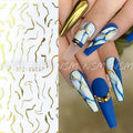 Metallic Gold Wavy Lines Nail Art Sticker Sheet