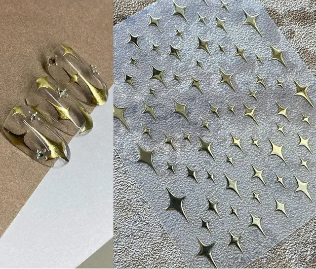 Metallic Gold Stars Nail Stickers Sheet (SO-087)