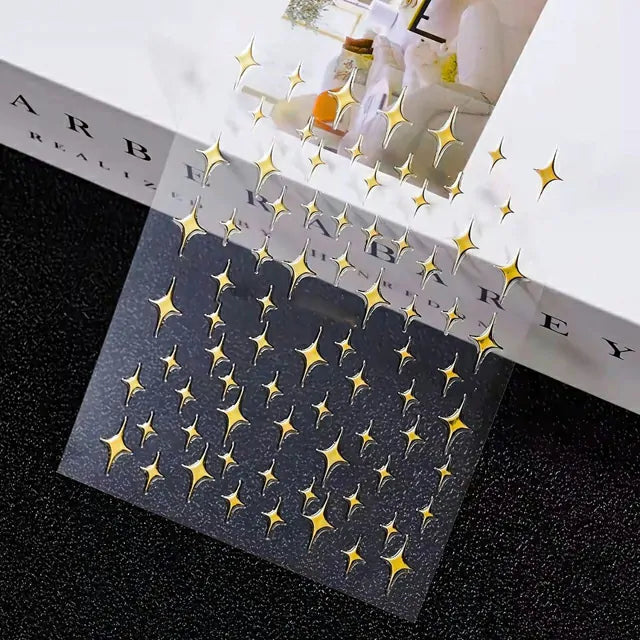 Metallic Gold Stars Nail Stickers Sheet (SO-087)