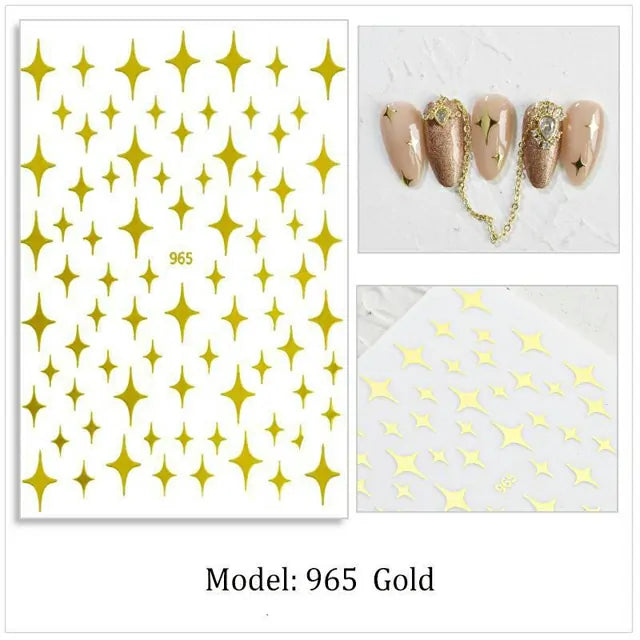 Metallic Gold Stars Nail Stickers Sheet (SO-087)