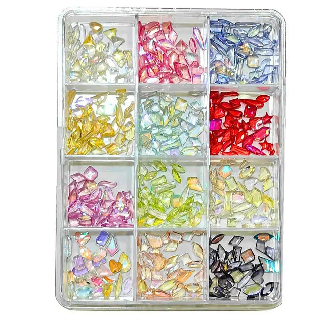 Mixed Shape Aurora Rhinestones Box (Random Color)