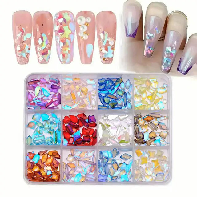 Mixed Shape Aurora Rhinestones Box (Random Color)